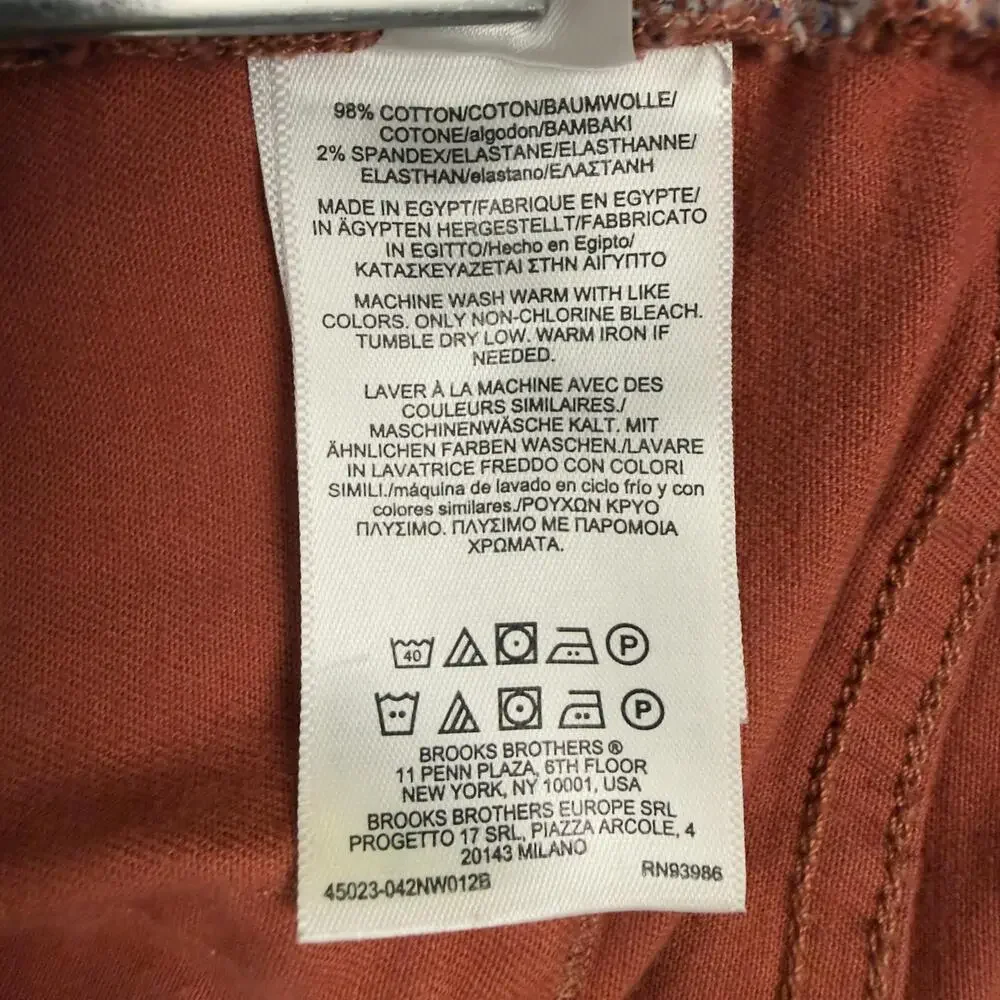 BROOKS BROTHERS Slim Fit Jeans Stretch Denim Brick Red Logo Pocket Fits 36x31